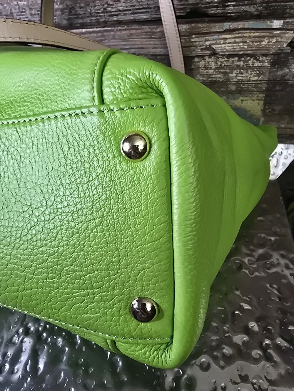 Michael Kors Lime Green Pebbled Leather Tote Bag Gold Hardware, EUC